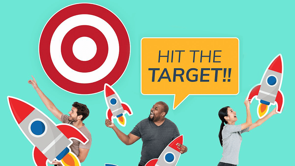 Group Diverse People With Rockets Target