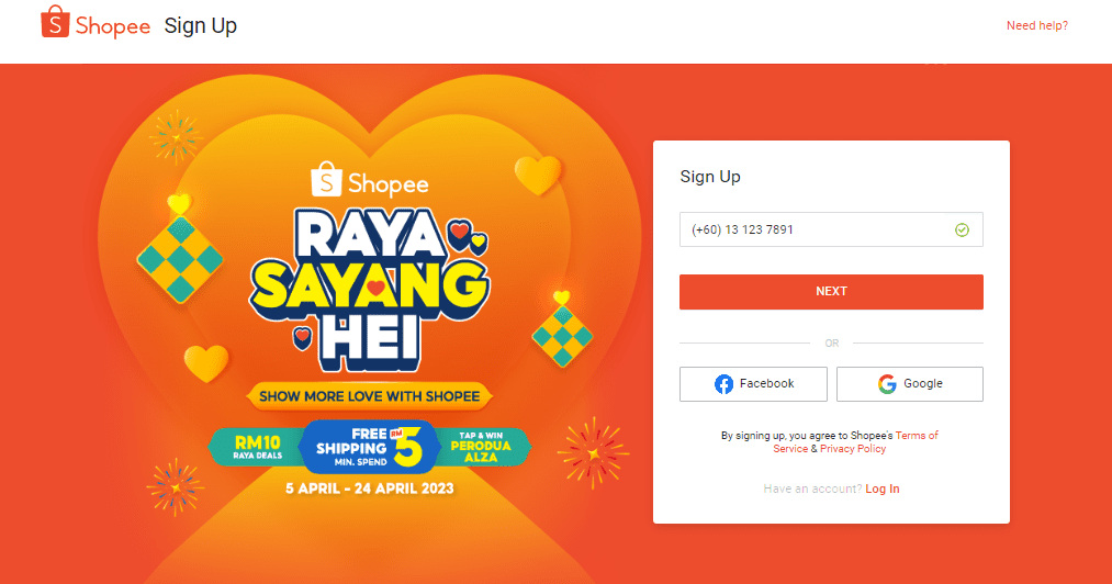 Be a shopee seller in Malaysia by signing up