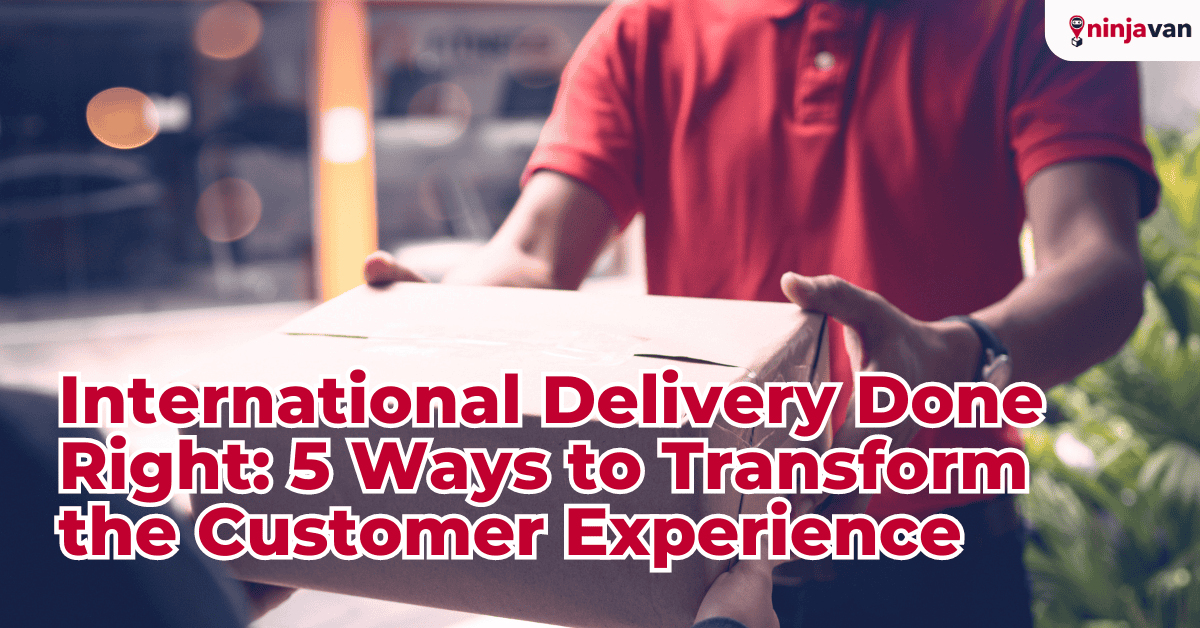 Delivery person handing a package to a customer, representing fast and reliable international delivery service.