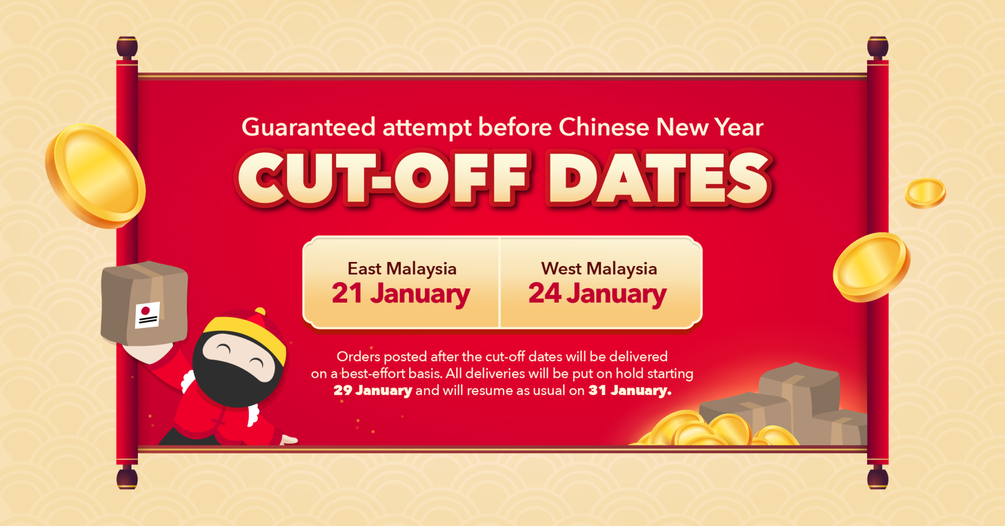 Ninja Van CutOff Dates CNY 2025