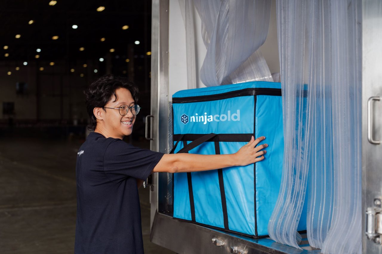 Fresh items and perishable goods loaded onto a Ninja Van cold truck for reliable delivery service.