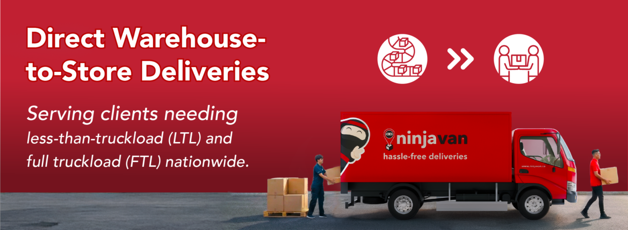 ninja restock warehouse to distribution centre delivery for b2b logistics inventory restock retail replenishment with nationwide coverage across malaysia for ltl and ftl delivery