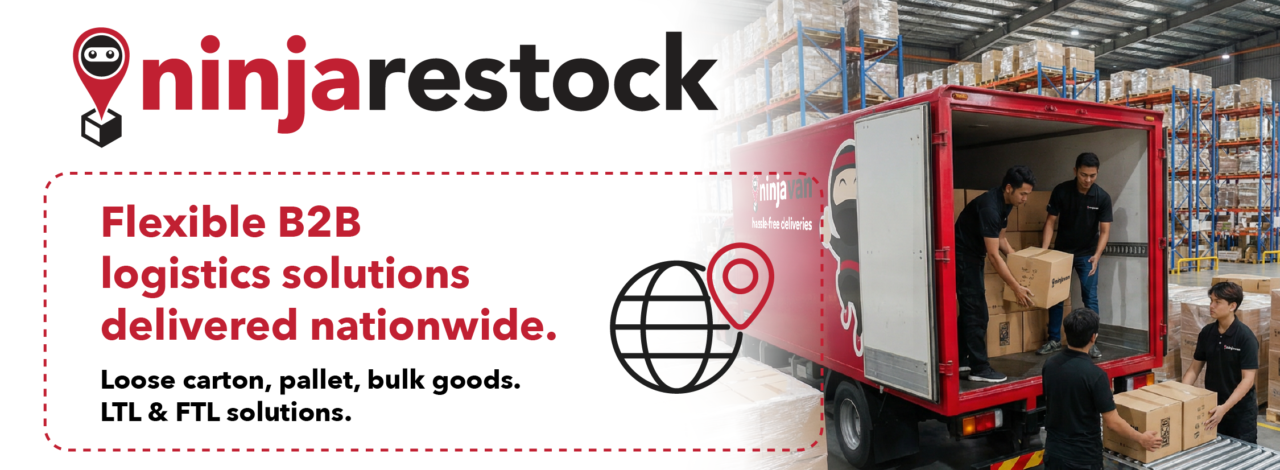 ninja restock warehouse to distribution centre delivery for b2b logistics inventory restock retail replenishment with nationwide coverage across malaysia for ltl and ftl delivery for loose carton pallet bulk item