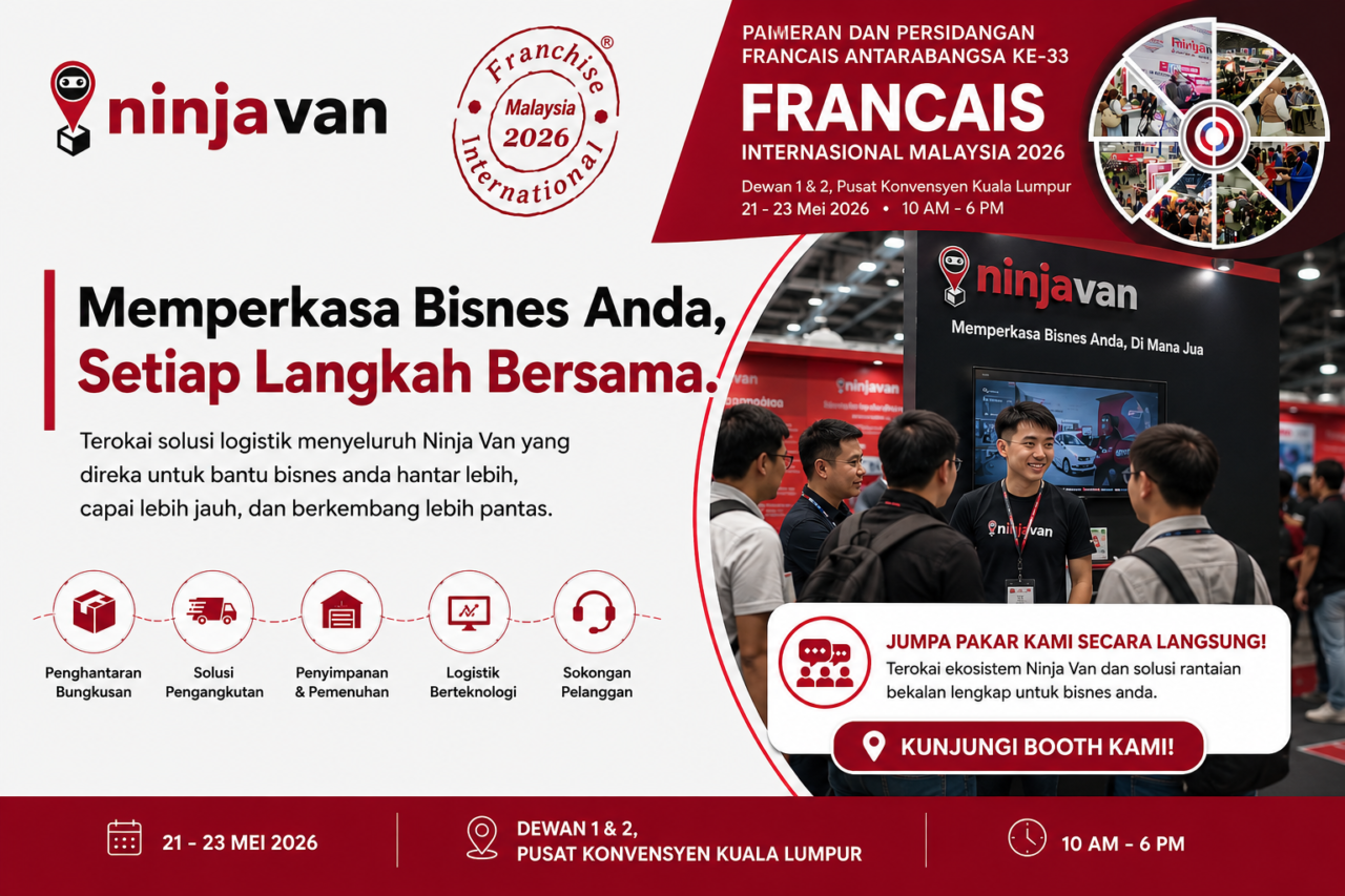 Singgah booth Ninja Van di Franchise International Malaysia 2026 dan terokai solusi logistik lengkap kami, daripada penghantaran hingga fulfilment. 