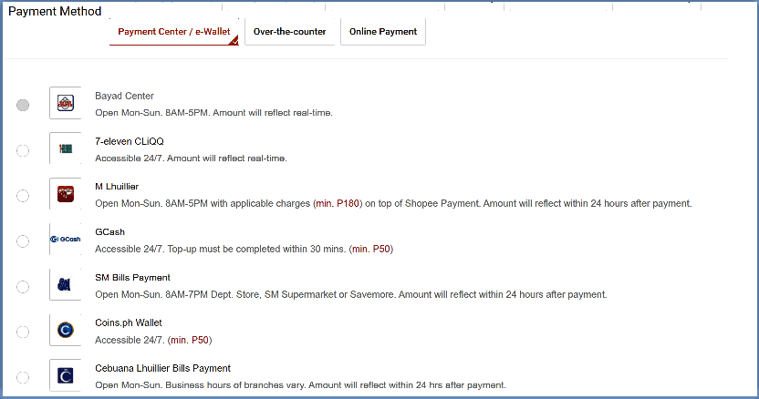 Shopee Payment Methods