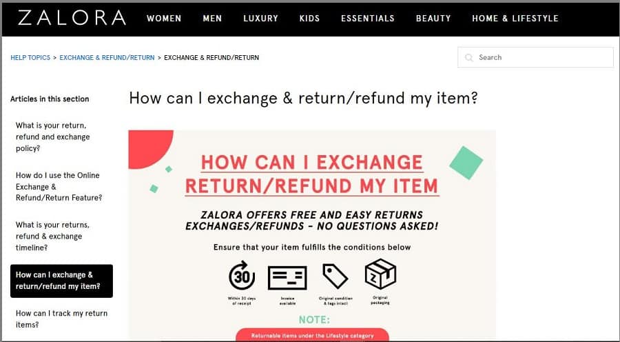 Zalora Returns Policy