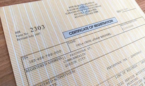 BIR Certificate of Registration