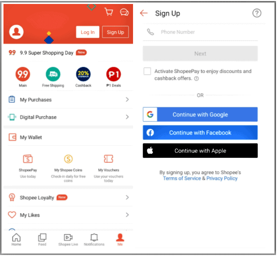 How to sign up with Shopee